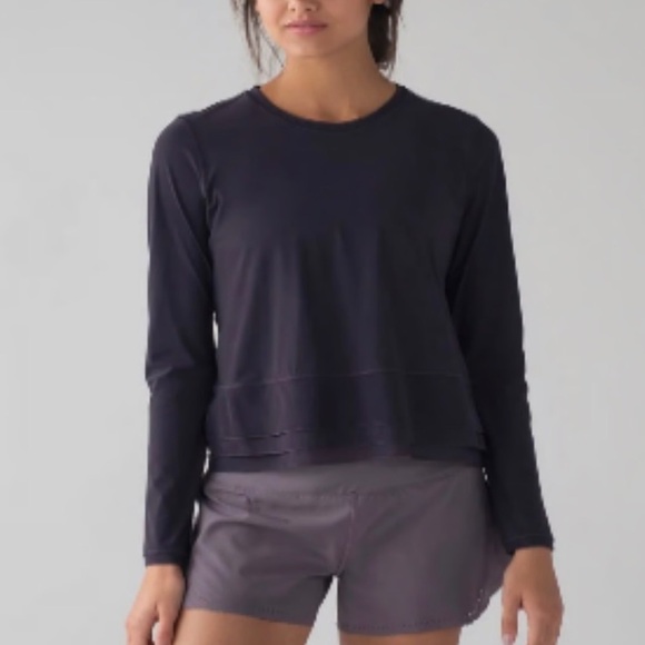 Lululemon 🍋 Relaxed Sole Training Long Sleeve Top Mesh Hem - Black - Picture 1 of 7